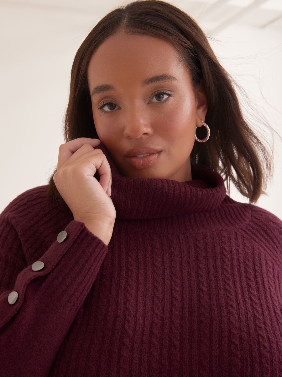 Clothing Penningtons | Cable Knit Tunic Sweater With Cowl Neck