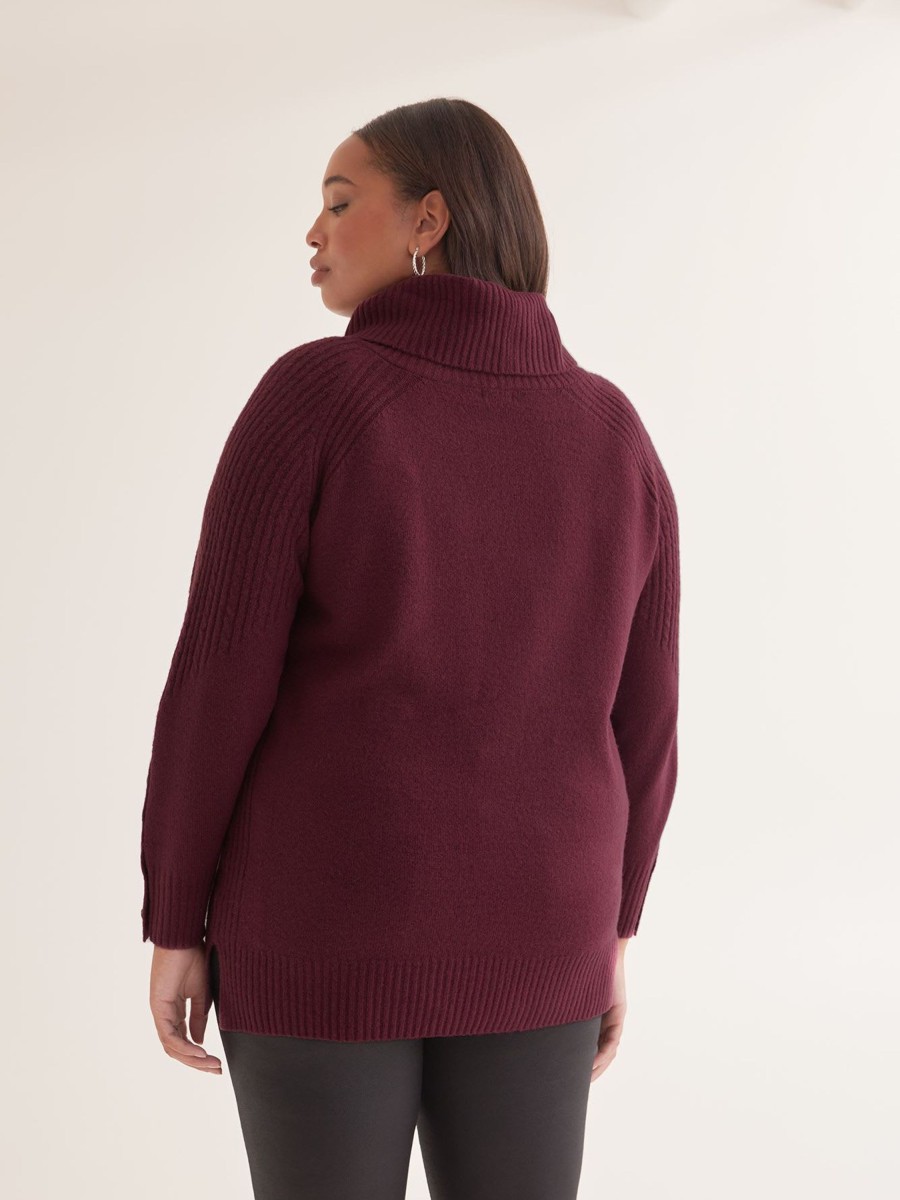 Clothing Penningtons | Cable Knit Tunic Sweater With Cowl Neck