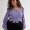 Clothing Penningtons | V-Neck Knit Top With Shoulder Ruffles