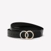 Accessories Penningtons | Black Denim Belt With Double Ring Pearl Buckle