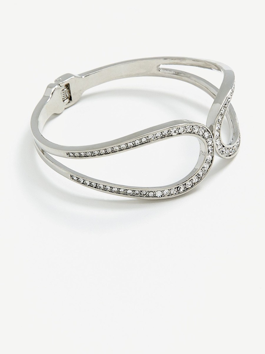 Accessories Penningtons | Cuff Bracelet With Crystal Loop Front