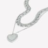 Accessories Penningtons | Three-Layer Silver Short Necklace With Heart Pendant