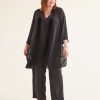 Clothing Penningtons | Long Black Kimono Sleeve Overpiece With Velvet Trim