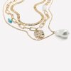 Accessories Penningtons | Three-Layer Chain With Pearl And Medallion Pendants