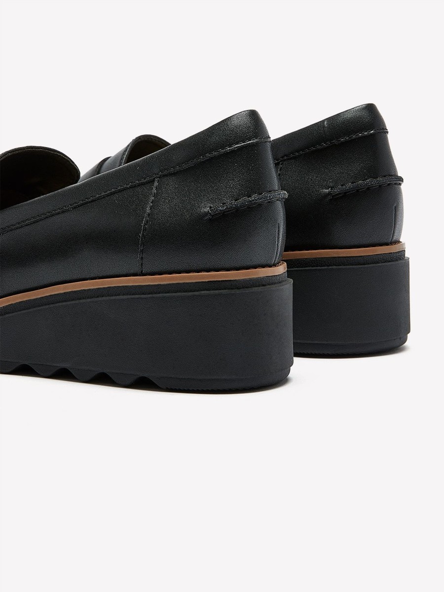 Shoes Penningtons | Wide-Width, Sharon Gracie Black Leather Loafers - Clarks