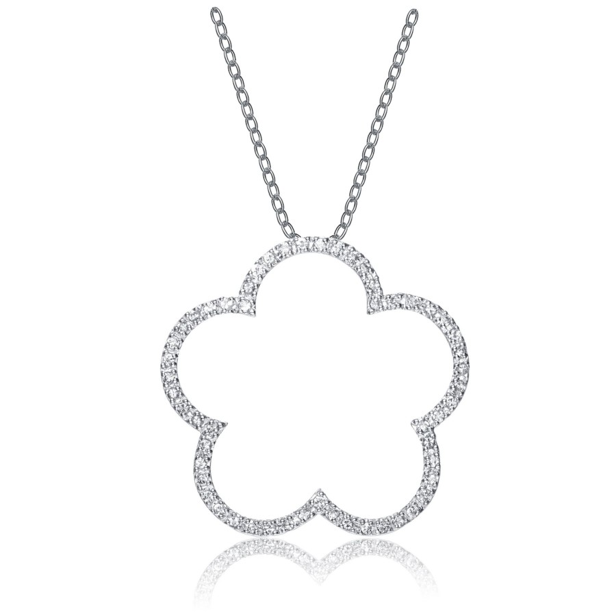 Accessories Penningtons | Gv Sterling Silver Cubic Zirconia Flower Shape Necklace - Penningtons