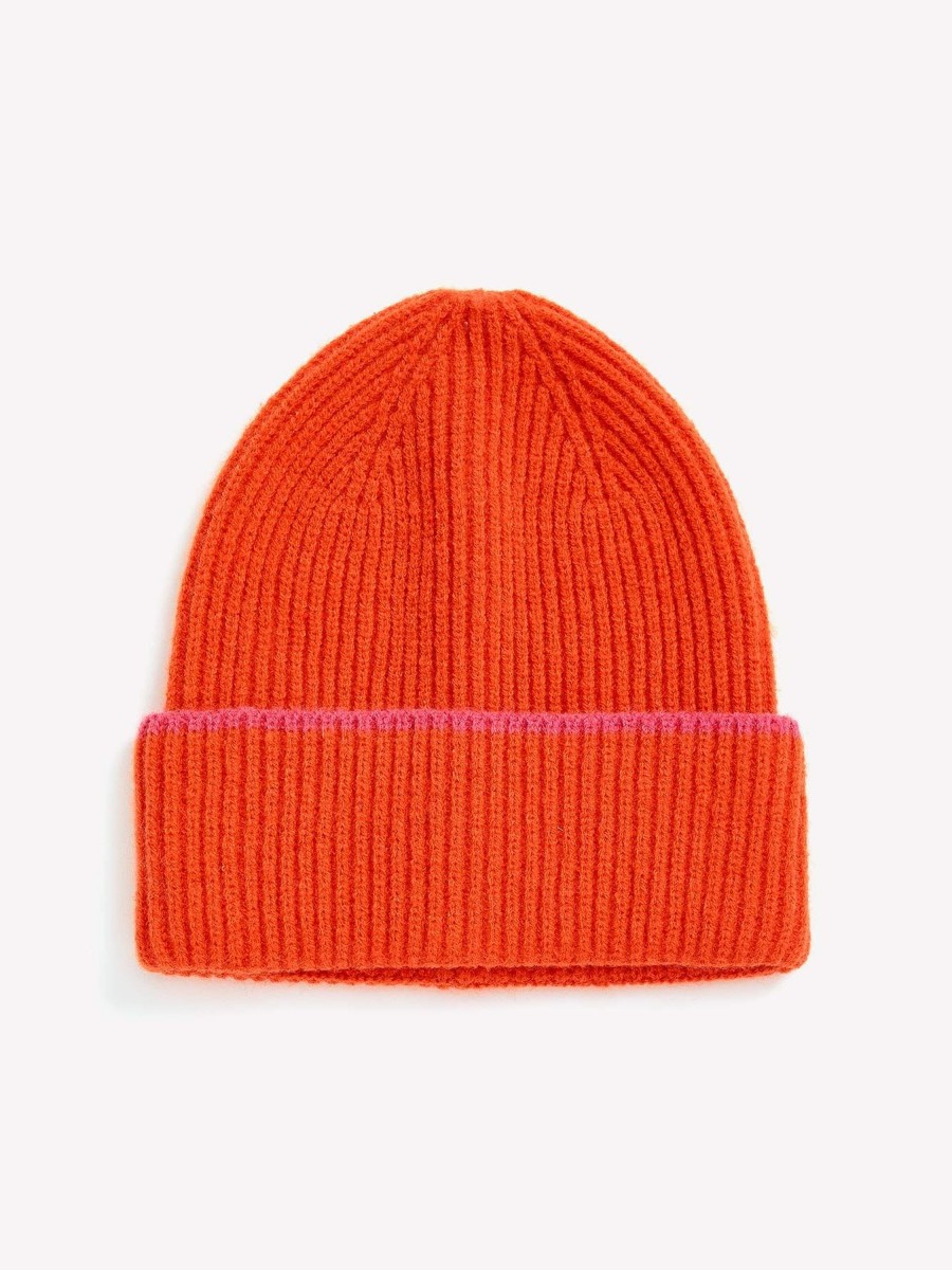 Accessories Penningtons | Orange Knit Cuff Beanie With Pink Tipping