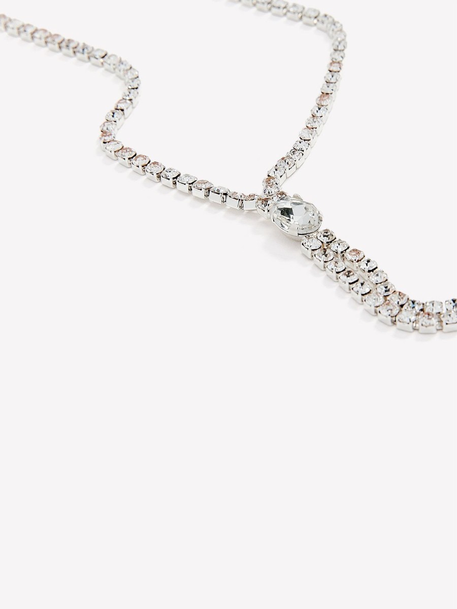 Addition Elle Penningtons | Two-Layer Silver Rhinestone Necklace - Addition Elle