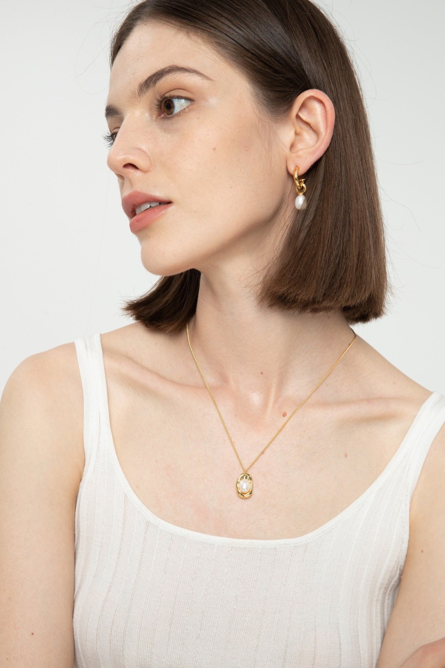 Accessories Penningtons | Classicharms-Gold Molten Pearl Pendant Necklace - Penningtons