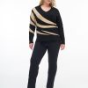 Addition Elle Penningtons Tops | Black V-Neck Boxy Jacquard Sweater - Addition Elle