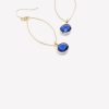 Accessories Penningtons | Golden Pendant Earrings With Blue Glass Stone