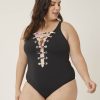 Clothing Penningtons | Black Lace-Down One-Piece Swimsuit - Bleu Rod Beattie