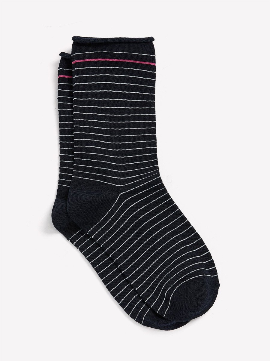 Accessories Penningtons | Rolled-Edge Crew Socks, Striped Print