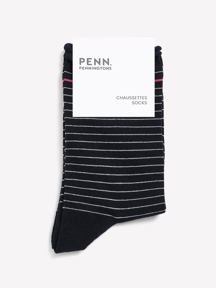 Accessories Penningtons | Rolled-Edge Crew Socks, Striped Print