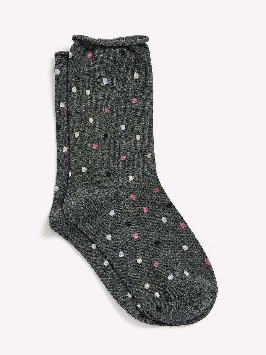 Accessories Penningtons | Rolled-Edge Crew Socks, Dotted Print