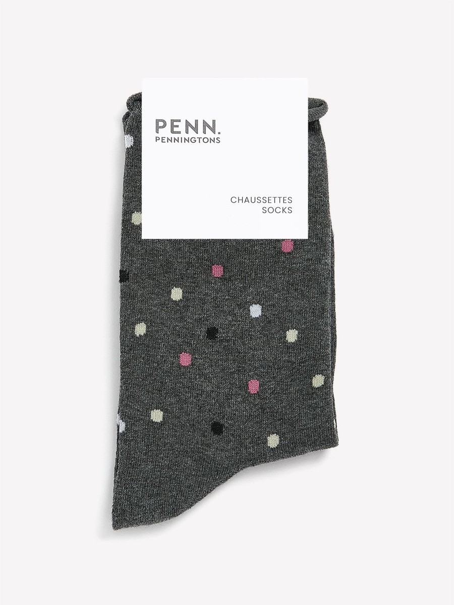 Accessories Penningtons | Rolled-Edge Crew Socks, Dotted Print