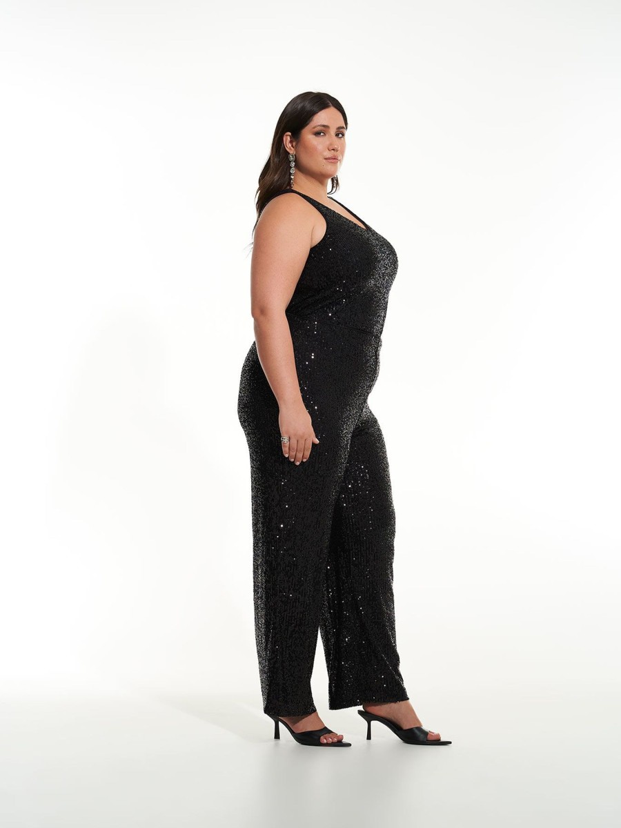 Clothing Penningtons | Black Straight-Leg Sequins Knit Pant - Addition Elle