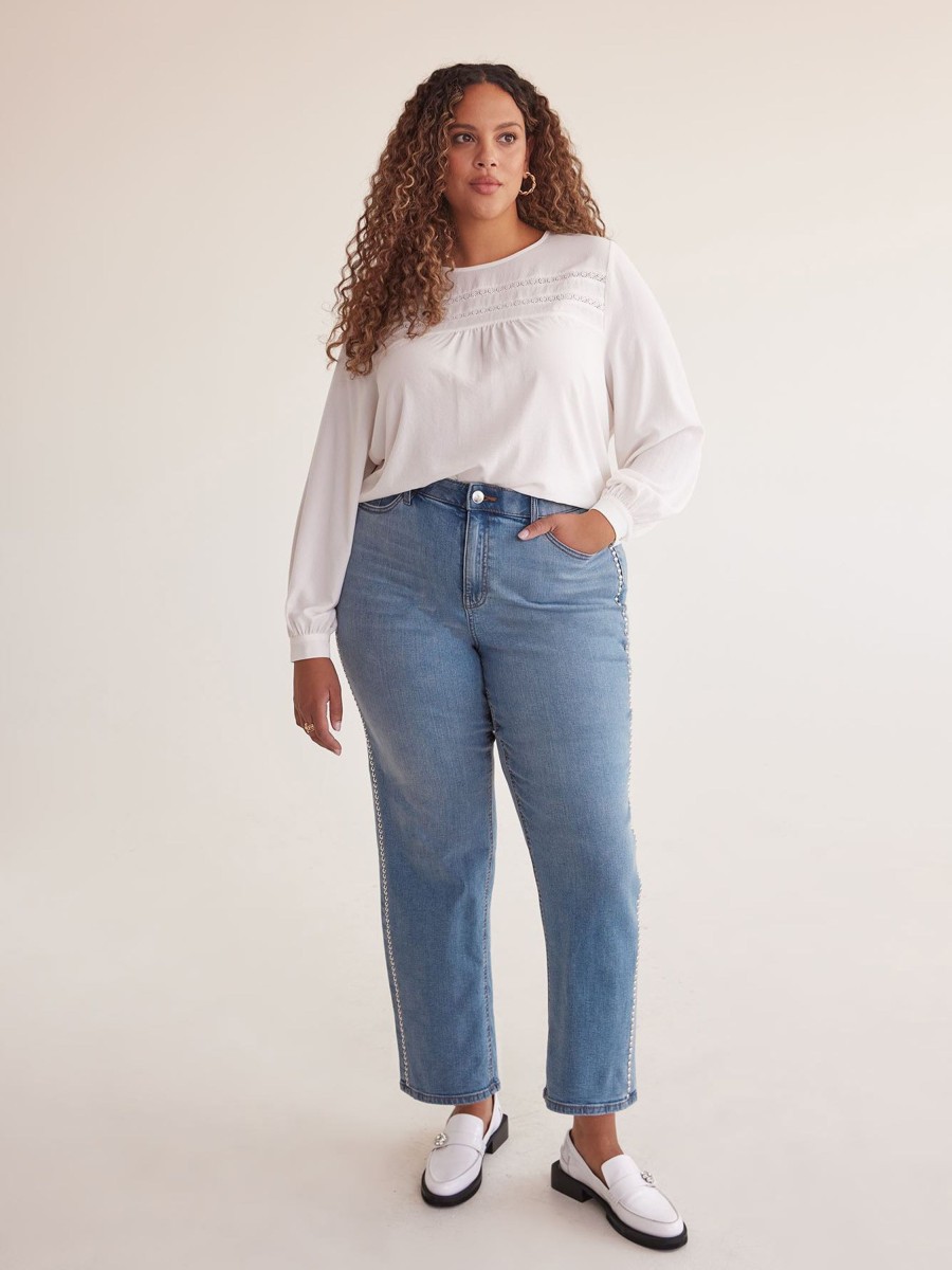 Clothing Penningtons | Responsible, Curvy-Fit Straight-Leg Jean With Studded Side Seam - D/C Jeans