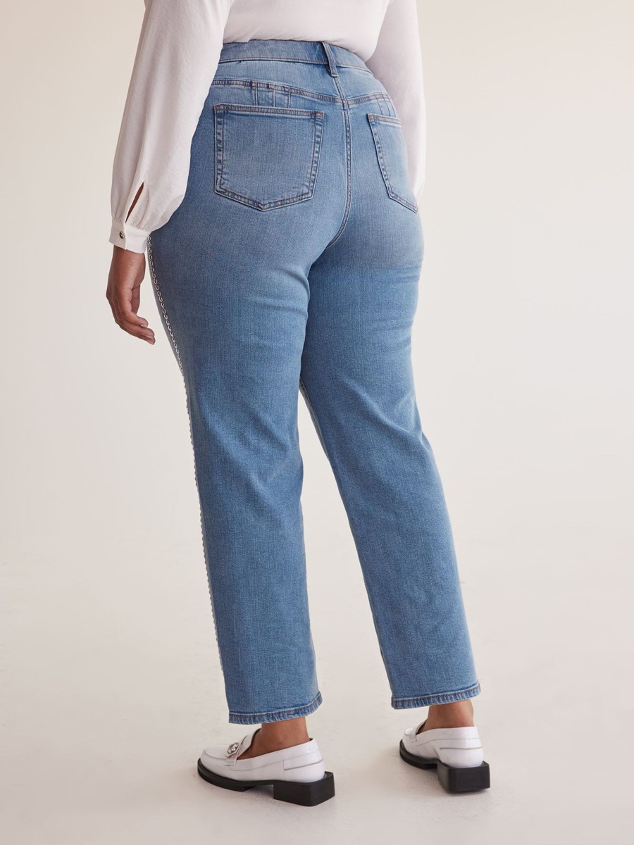 Clothing Penningtons | Responsible, Curvy-Fit Straight-Leg Jean With Studded Side Seam - D/C Jeans