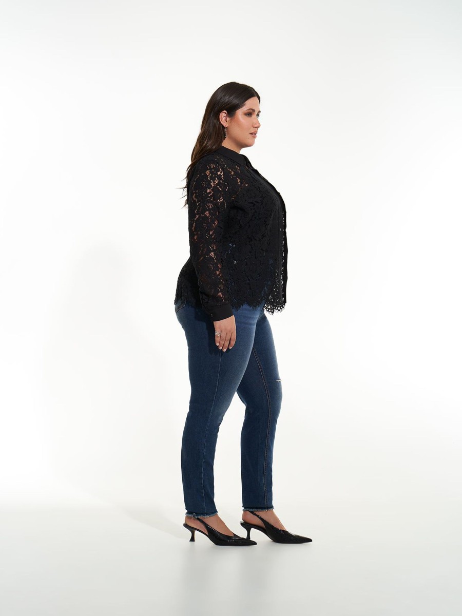 Addition Elle Penningtons Tops | Fitted Lace Buttoned Down Shirt - Addition Elle