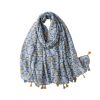 Accessories Penningtons | Light Blue Ikat Scarf With Tassels - Don'T Ask - Penningtons