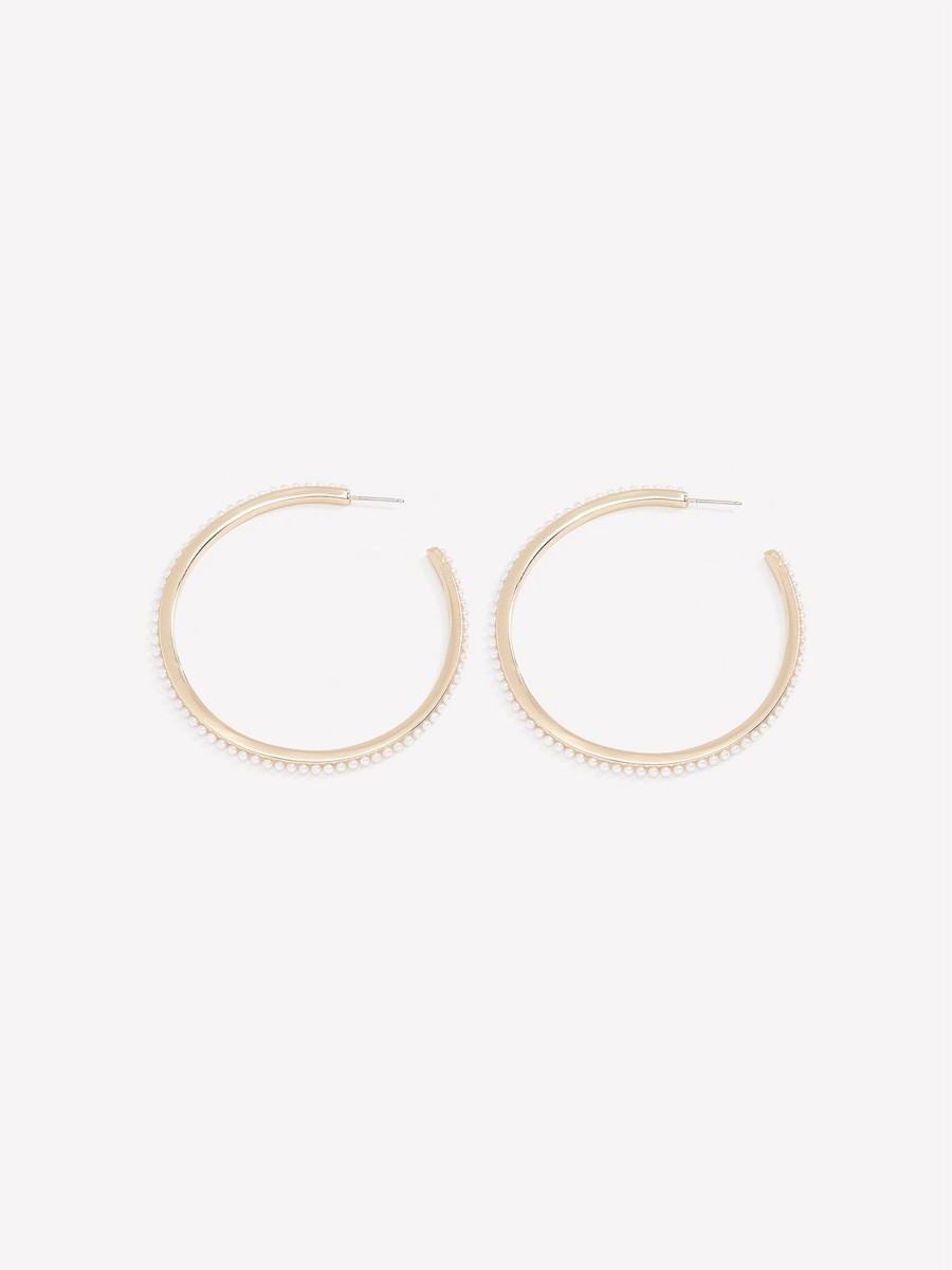 Accessories Penningtons | Golden Hoop Earrings With Mini Pearls