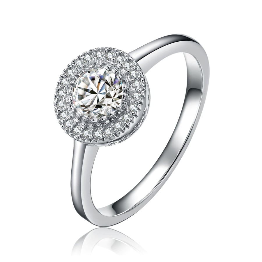 Accessories Penningtons | Sterling Silver Cubic Zirconia Round Halo Ring - Penningtons