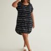 Clothing Penningtons | Black Knotted Stripe Knit Cover-Up Dress