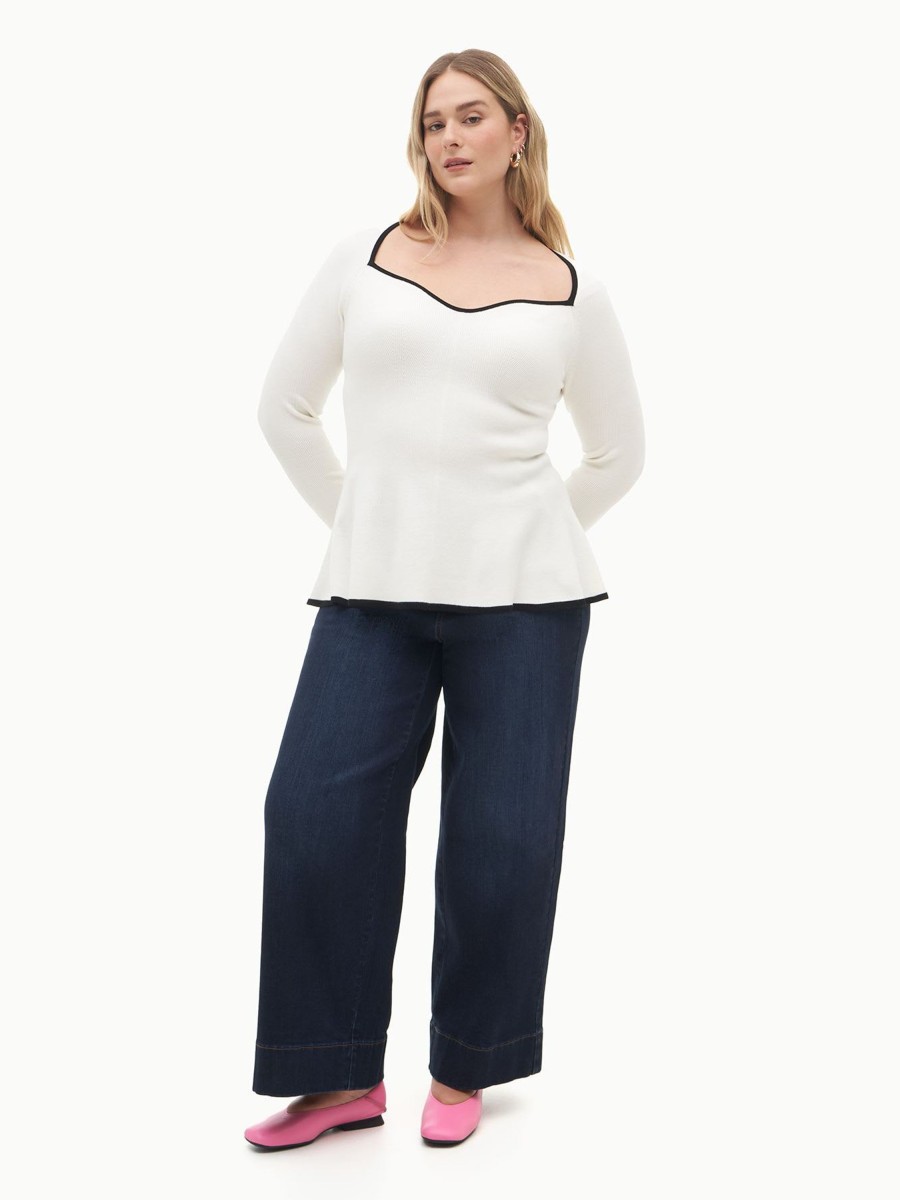 Addition Elle Penningtons Tops | Peplum Sweetheart Sweater - Addition Elle