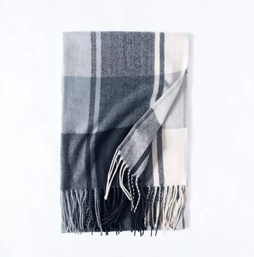 Accessories Penningtons | Cosy Plaid Winter Scarf In Grey Tones- Don'T Ask - Penningtons