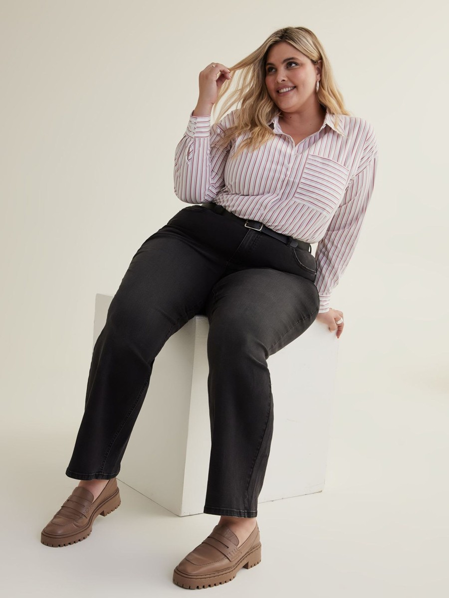 Clothing Penningtons | Responsible, Petite, Curvy-Fit High-Rise Wide-Leg Jeans, Black Wash - D/C Jeans