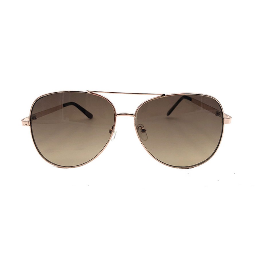 Accessories Penningtons | Rose Goldtone & Brown Classic Aviator Sunglasses- Don'T Ask - Penningtons