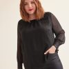 Clothing Penningtons | Black Swing Blouse With Sequins At Cuffs