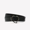 Accessories Penningtons | Black Faux-Leather Belt With Heart-Shaped Buckle