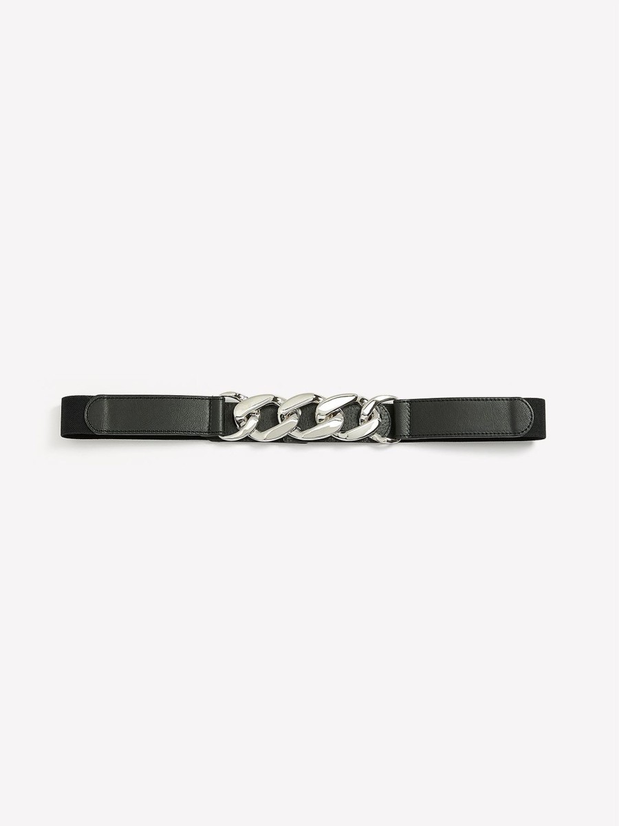 Accessories Penningtons | Black Elastic Belt With Chain Link Buckle - Addition Elle