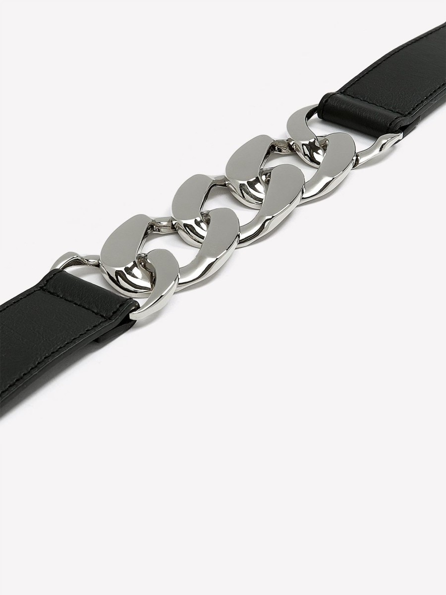 Accessories Penningtons | Black Elastic Belt With Chain Link Buckle - Addition Elle