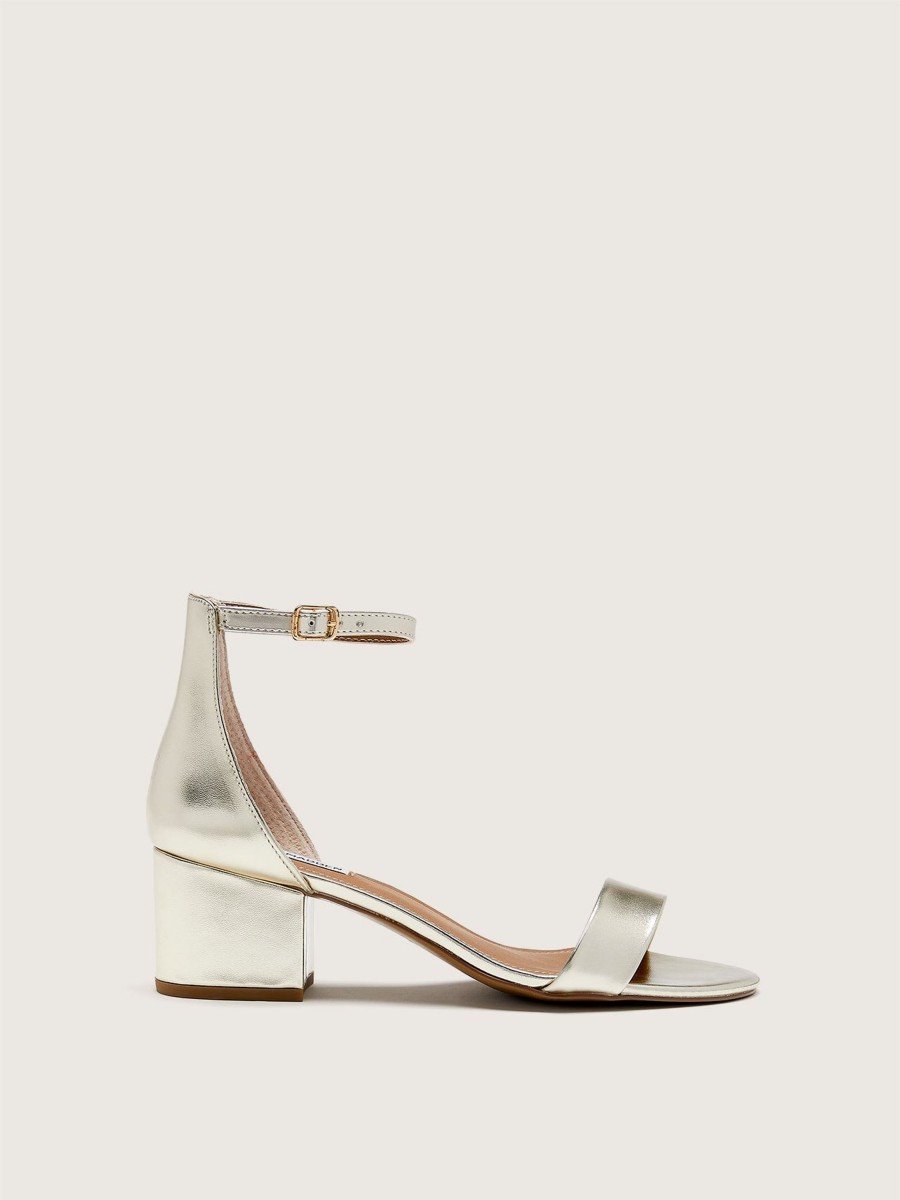 Shoes Penningtons | Wide Width, Irene Gold Block Heel Sandal - Steve Madden