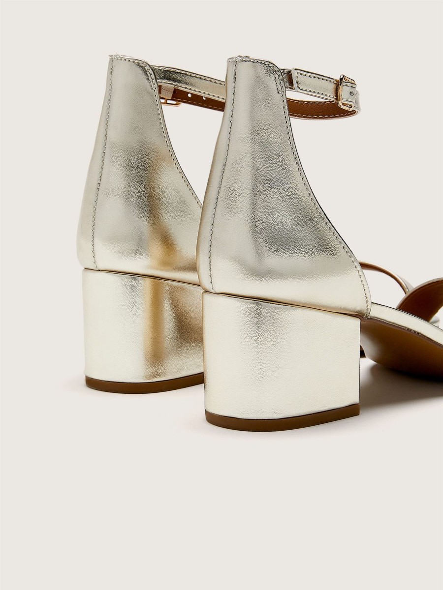 Shoes Penningtons | Wide Width, Irene Gold Block Heel Sandal - Steve Madden