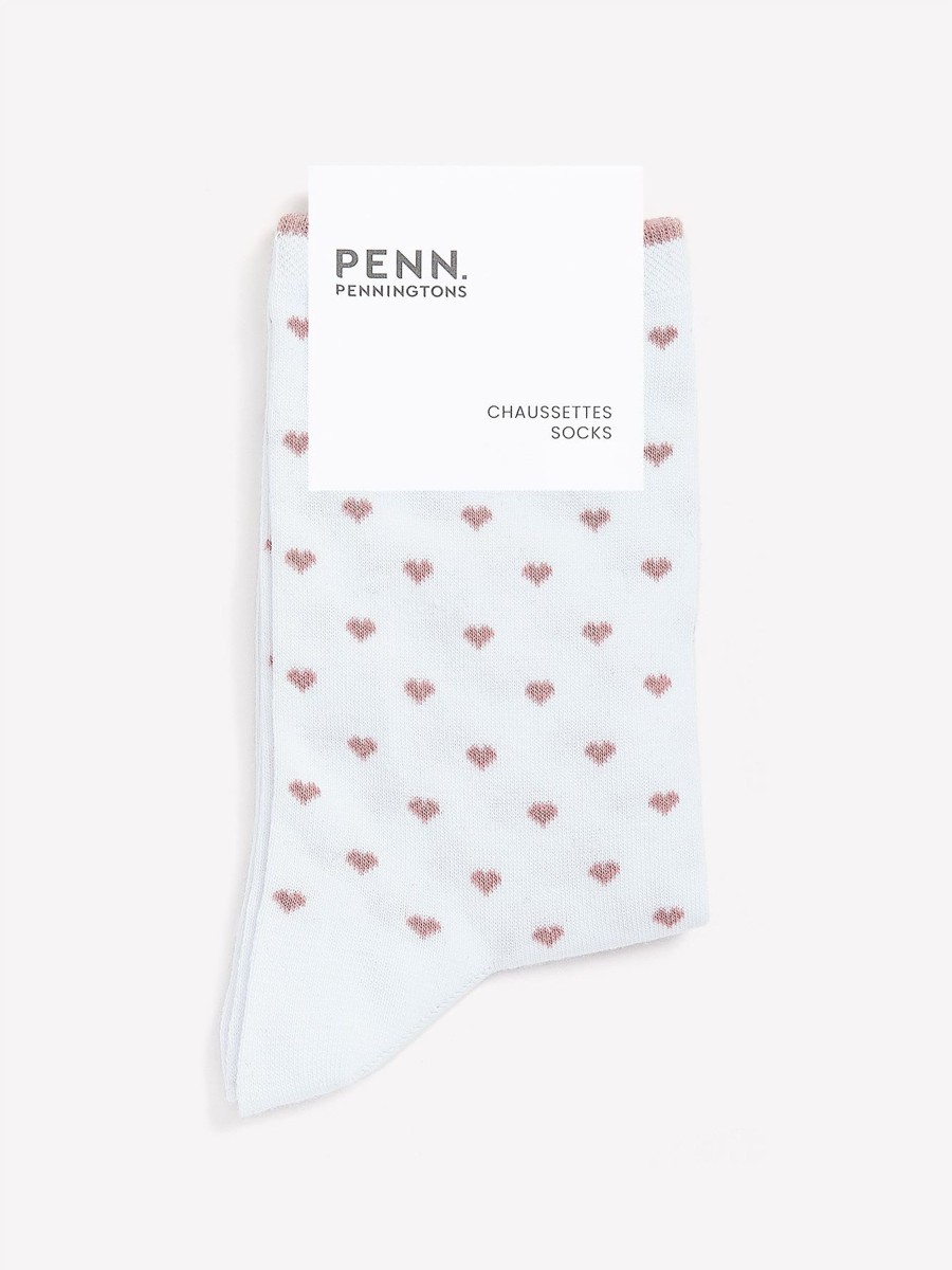 Accessories Penningtons | Small Crew Socks With Heart Print