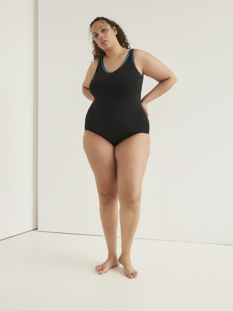 Clothing Penningtons | Responsible, Solid One-Piece Swimwear With Contrast Trims - Finz