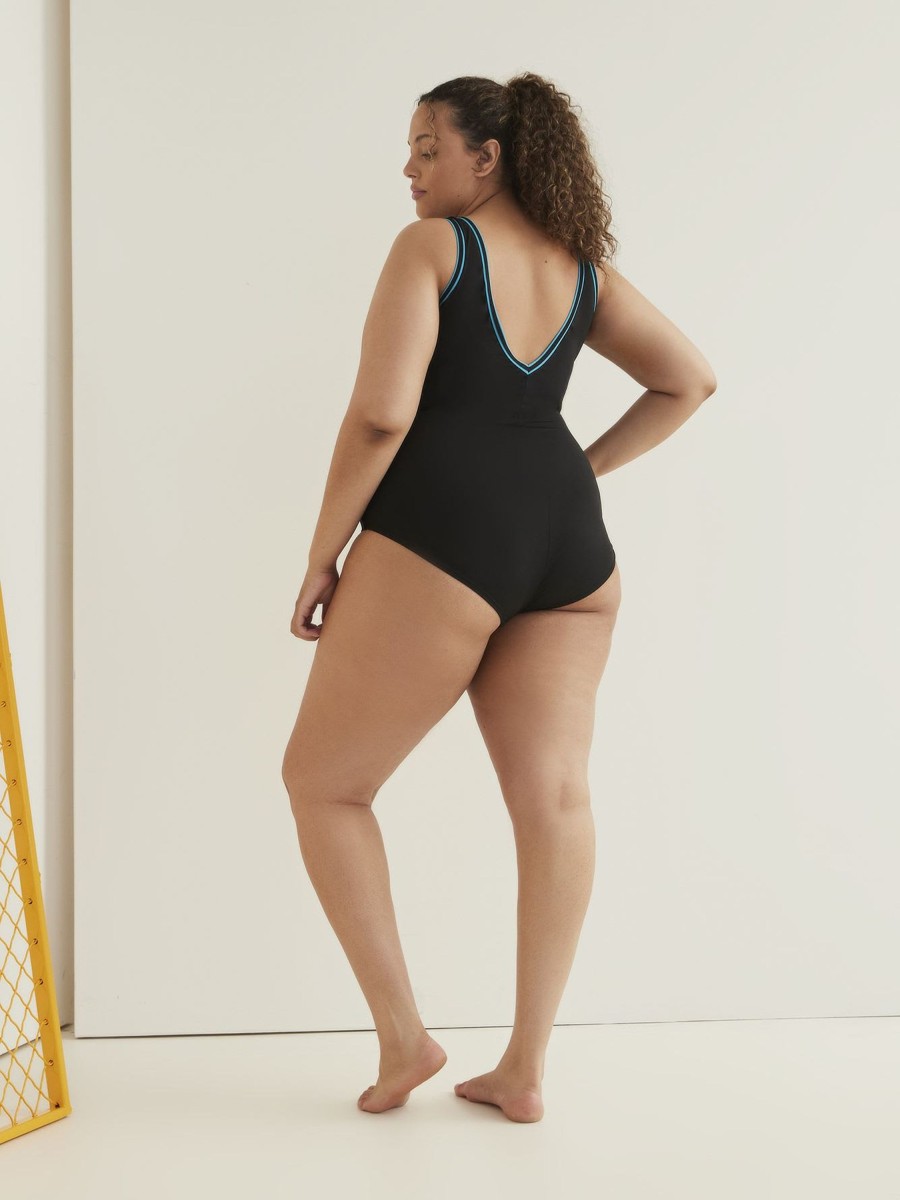 Clothing Penningtons | Responsible, Solid One-Piece Swimwear With Contrast Trims - Finz