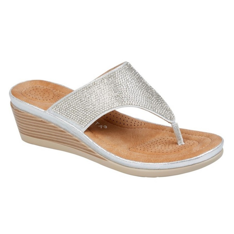 Shoes Penningtons | Cipriata - Womens/Ladies Sandra Sparkle Diamante Wedge Sandals - Penningtons