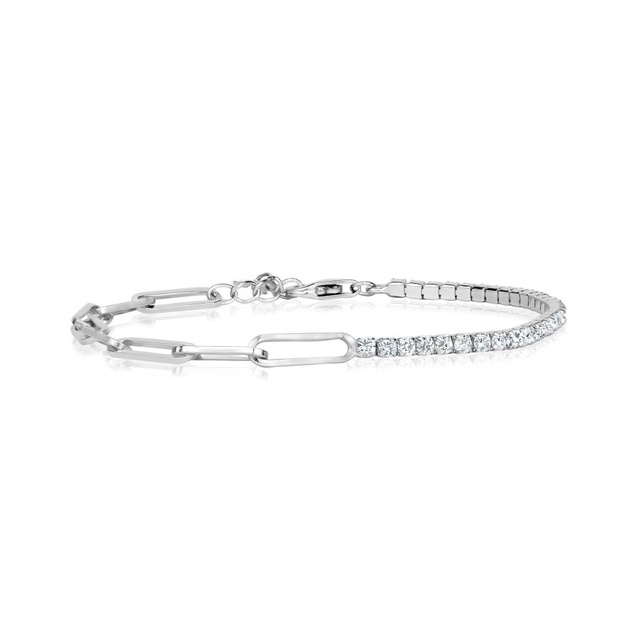 Accessories Penningtons | Club Rochelier 3A Cubic Zirconia Bracelet With Large Links - Penningtons