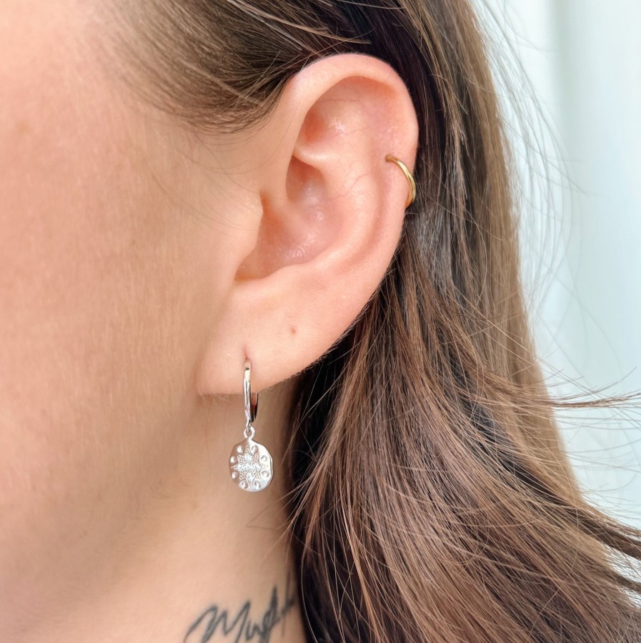 Accessories Penningtons | Horace Jewelry - Hoop Earrings With A Round Design Pendant Containing Zircon Dia - Penningtons