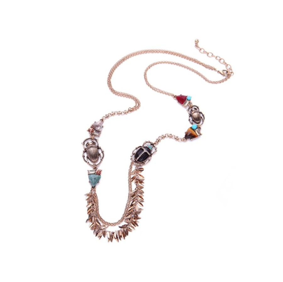 Accessories Penningtons | Goldtone Vintage & Multi Colored Scarab Beetle Layered Necklace - Don'T Ask - Penningtons