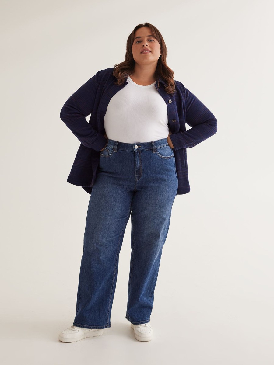 Clothing Penningtons | Responsible, Curvy-Fit High-Rise Wide-Leg Jeans, Dark Wash - D/C Jeans