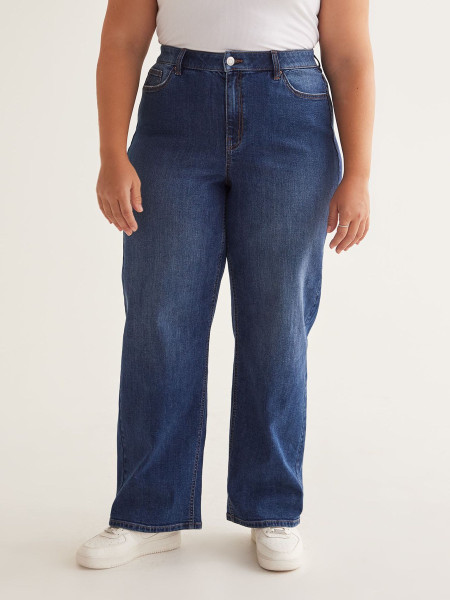 Clothing Penningtons | Responsible, Curvy-Fit High-Rise Wide-Leg Jeans, Dark Wash - D/C Jeans