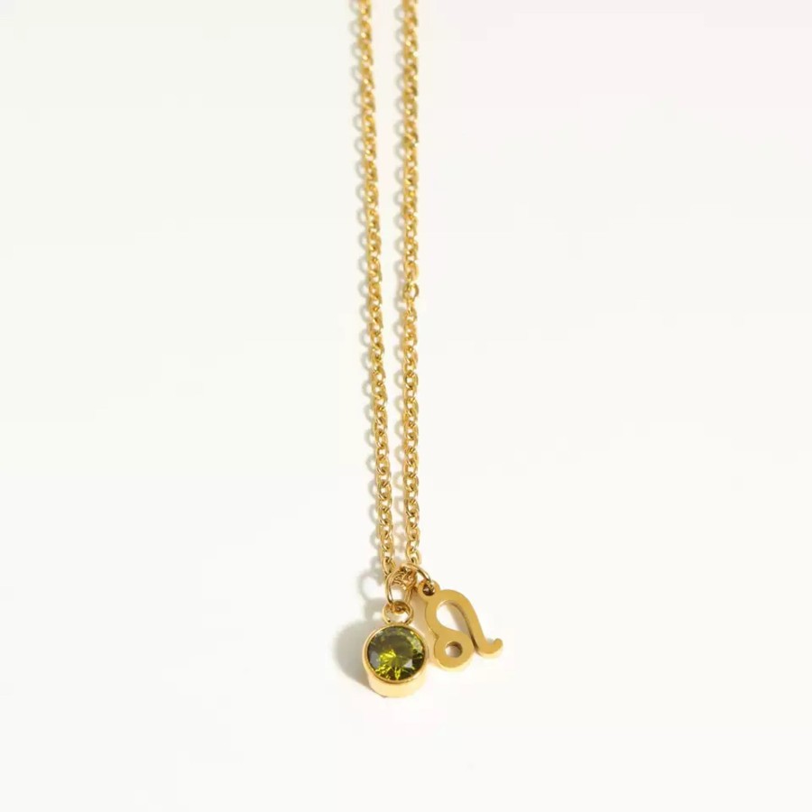 Accessories Penningtons | Goldtone Zodiac And Birthstone Necklace In Stainless Steel - Leo - Eva Sky2 - Penningtons