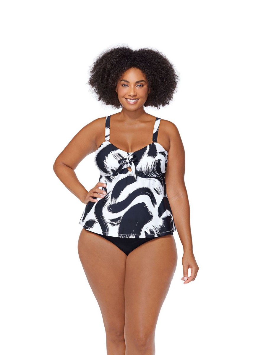 Clothing Penningtons | Zanzibar Tankini Top, Paint Brush Print - Raisins Curve