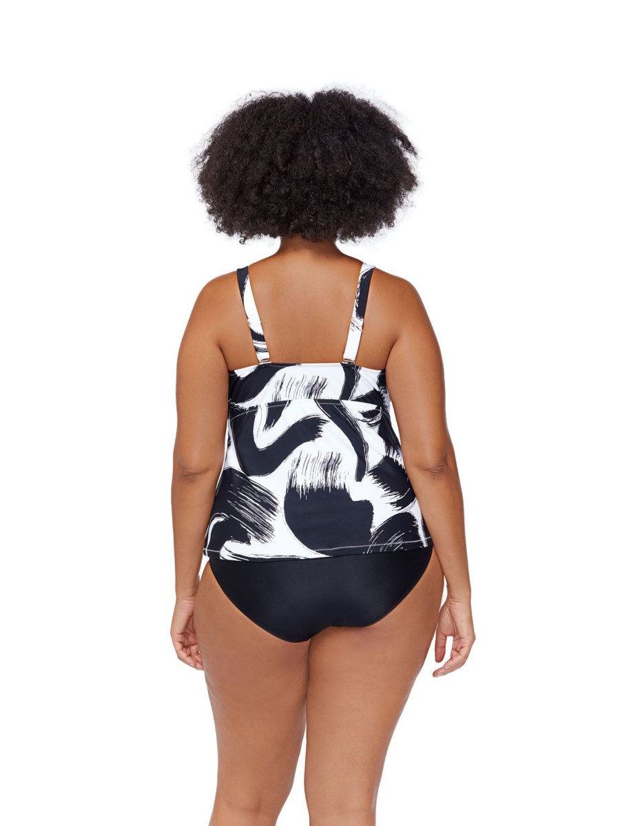 Clothing Penningtons | Zanzibar Tankini Top, Paint Brush Print - Raisins Curve